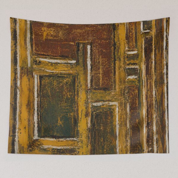Item preview, Abstract geometric composition with an ochre and brown wood effect designed and sold by Ingorgia Studio.