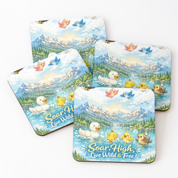 Item preview, Soar High Live Wild & Free Bird Illustration – Colorful Mountain Landscape Art designed and sold by EdgeSphere.