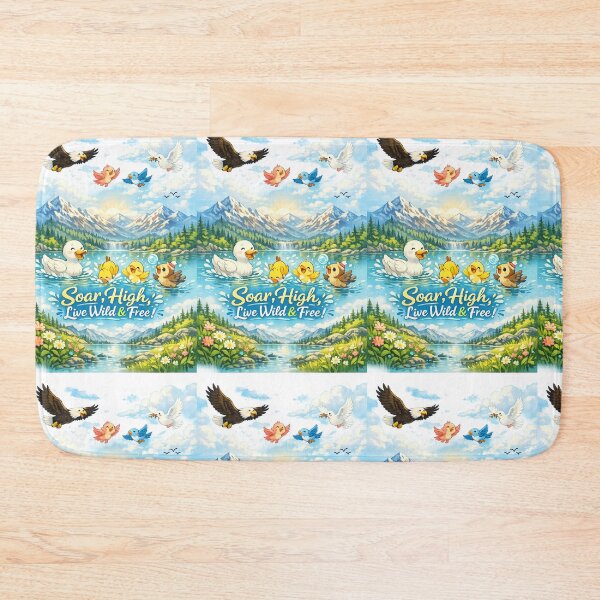 Item preview, Soar High Live Wild & Free Bird Illustration – Colorful Mountain Landscape Art designed and sold by EdgeSphere.