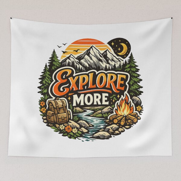 Item preview, Explore More Adventure Mountain Camping Design designed and sold by Geek4Art.