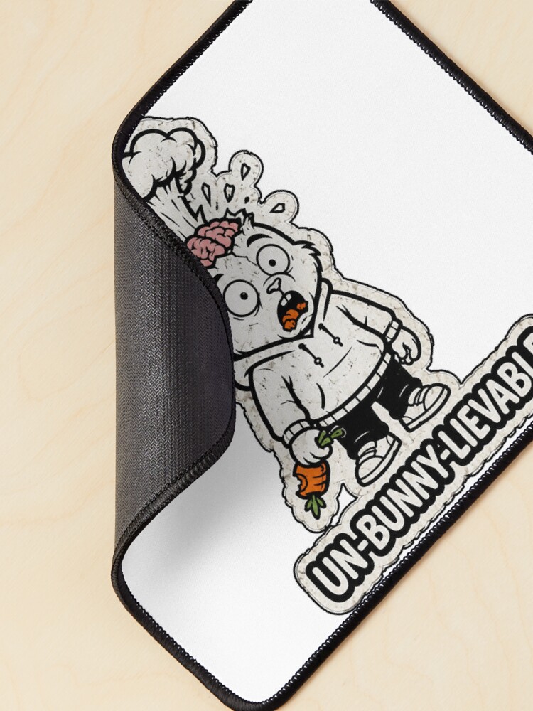 Thumbnail 2 of 5, Mouse Pad, UN-BUNNY-LIEVABLE Exploding Brain Rabbit Sticker designed and sold by bunnymode.