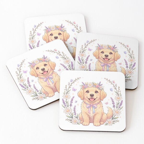 Item preview, Cute Golden Retriever with Floral Crown | Kawaii Dog Lover T-Shirt designed and sold by Him0227.