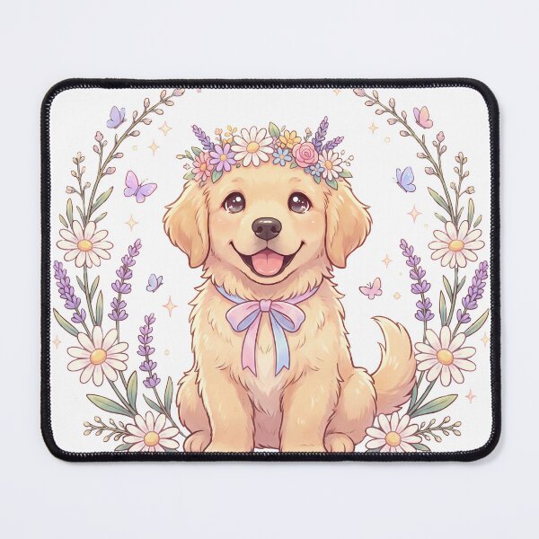 Item preview, Cute Golden Retriever with Floral Crown | Kawaii Dog Lover T-Shirt designed and sold by Him0227.
