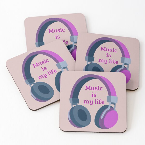 Item preview, Music Is My Life Headphones – Music Lover Quote | Minimalist Pink Purple Audio Design designed and sold by VariusDesigns.