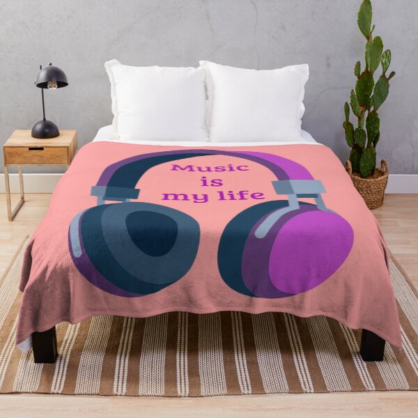 Item preview, Music Is My Life Headphones – Music Lover Quote | Minimalist Pink Purple Audio Design designed and sold by VariusDesigns.