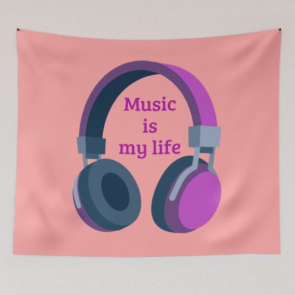 Item preview, Music Is My Life Headphones – Music Lover Quote | Minimalist Pink Purple Audio Design designed and sold by VariusDesigns.