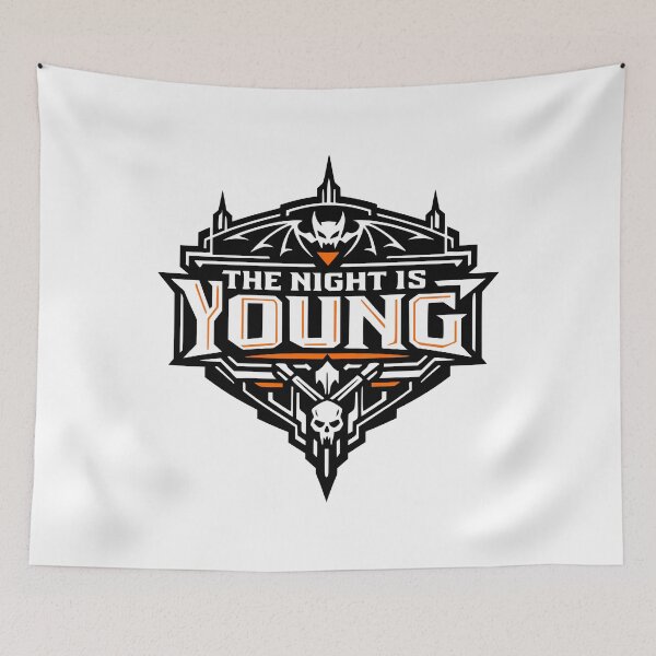 Item preview, The Night Is Young Bat Skull Halloween designed and sold by AntiqueImages.