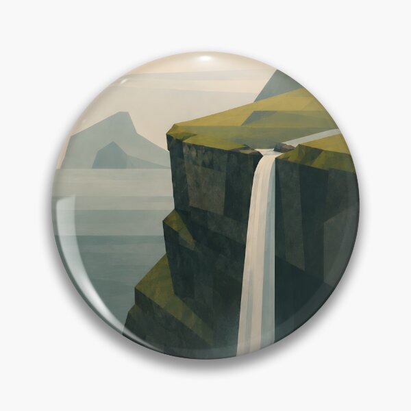 Item preview, Faroe Islands Wall Art – Múlafossur Waterfall Minimalist Travel Poster Nordic Coast Print designed and sold by Martin's_Design.