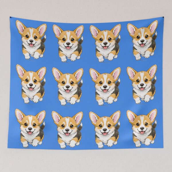 Item preview,  Happy Running Corgi Puppy – Cute Cartoon Watercolor Dog Art Print designed and sold by NewGen-For-You.