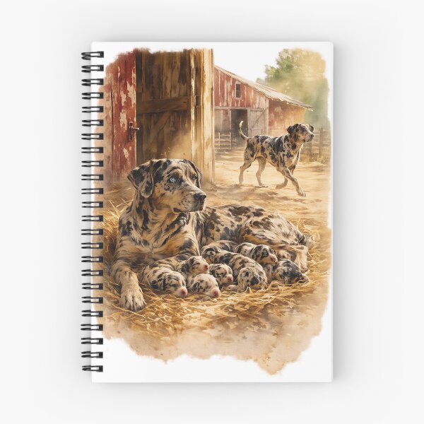 Item preview, Louisiana Catahoula Leopard Dog Mother and Puppies Oil Painting designed and sold by RebelPawz.