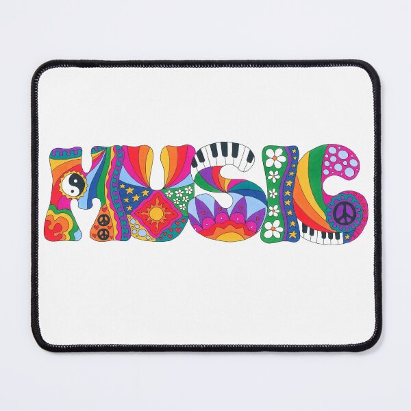 Item preview, Psychedelic Music Art White – Retro Hippie Rainbow Groovy Peace Design designed and sold by Kellie Espie Art.