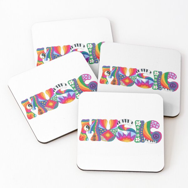 Item preview, Psychedelic Music Art White – Retro Hippie Rainbow Groovy Peace Design designed and sold by Kellie Espie Art.