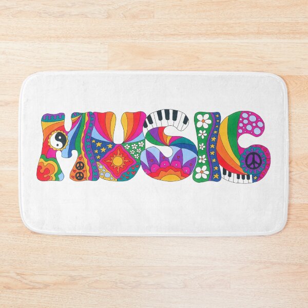 Item preview, Psychedelic Music Art White – Retro Hippie Rainbow Groovy Peace Design designed and sold by Kellie Espie Art.