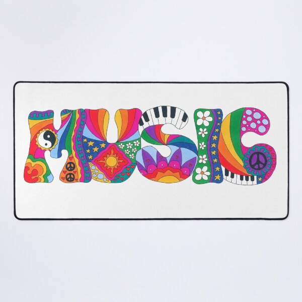 Item preview, Psychedelic Music Art White – Retro Hippie Rainbow Groovy Peace Design designed and sold by Kellie Espie Art.