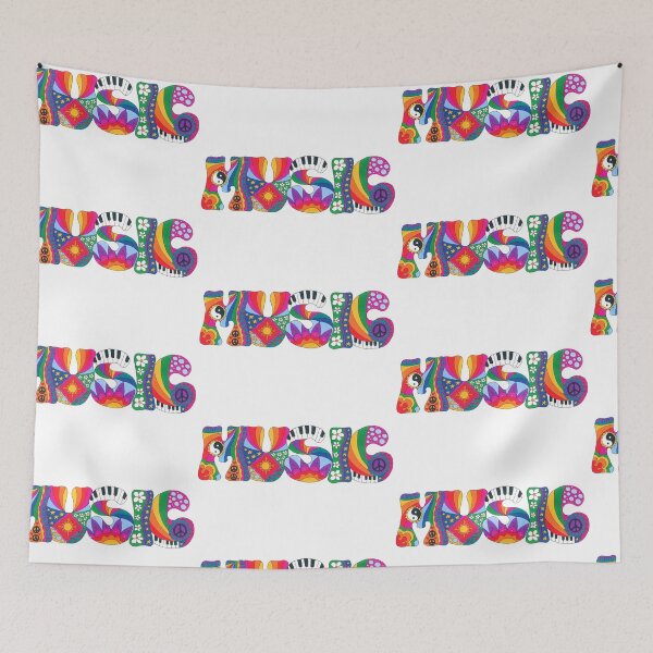 Item preview, Psychedelic Music Art White – Retro Hippie Rainbow Groovy Peace Design designed and sold by Kellie Espie Art.