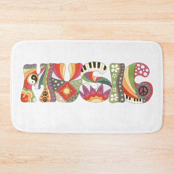 Item preview, Vintage Psychedelic Music Art White – Retro Hippie Rainbow Groovy Peace Design designed and sold by Kellie Espie Art.