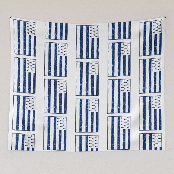 Item preview, Distressed Breton Flag Gwenn ha Du Grunge Style designed and sold by StuckOnTees.