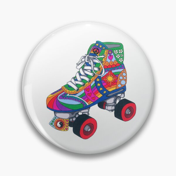 Item preview, Psychedelic Derby skate Art White– Retro Hippie Rainbow Groovy Peace Design designed and sold by Kellie Espie Art.