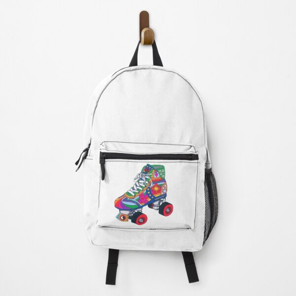 Item preview, Psychedelic Derby skate Art White– Retro Hippie Rainbow Groovy Peace Design designed and sold by Kellie Espie Art.