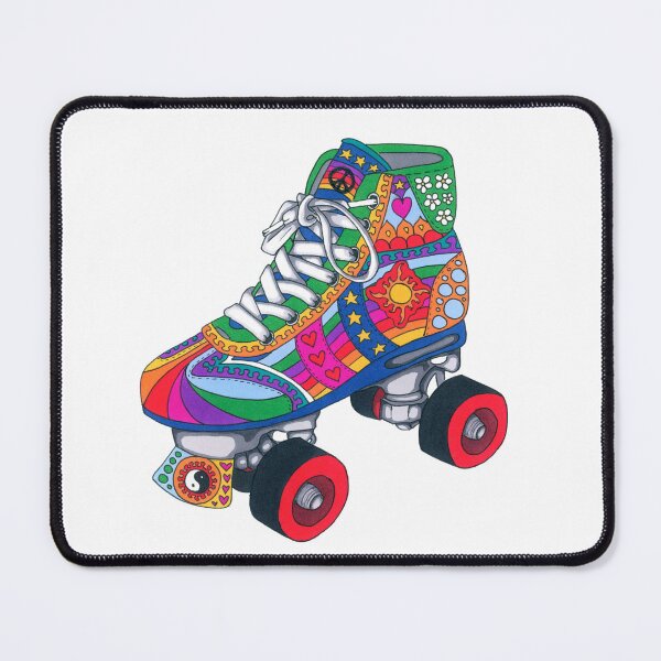 Item preview, Psychedelic Derby skate Art White– Retro Hippie Rainbow Groovy Peace Design designed and sold by Kellie Espie Art.