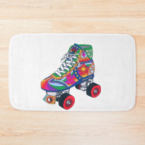 Item preview, Psychedelic Derby skate Art White– Retro Hippie Rainbow Groovy Peace Design designed and sold by Kellie Espie Art.
