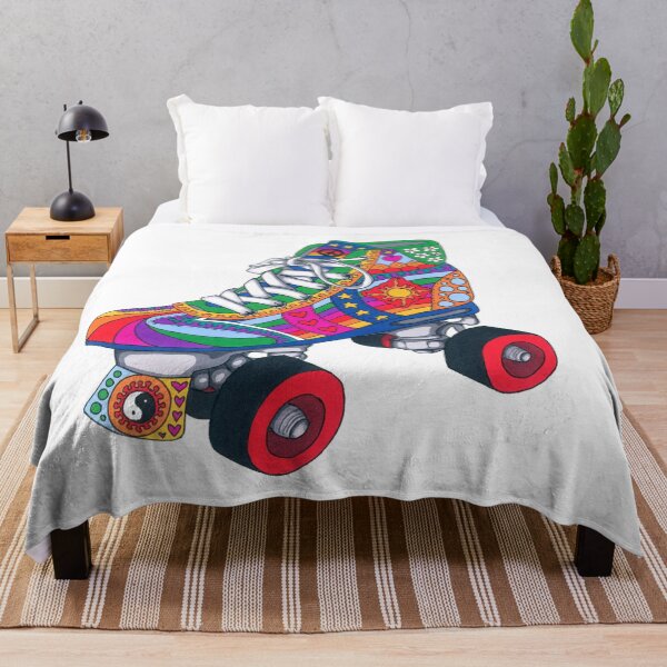 Item preview, Psychedelic Derby skate Art White– Retro Hippie Rainbow Groovy Peace Design designed and sold by Kellie Espie Art.