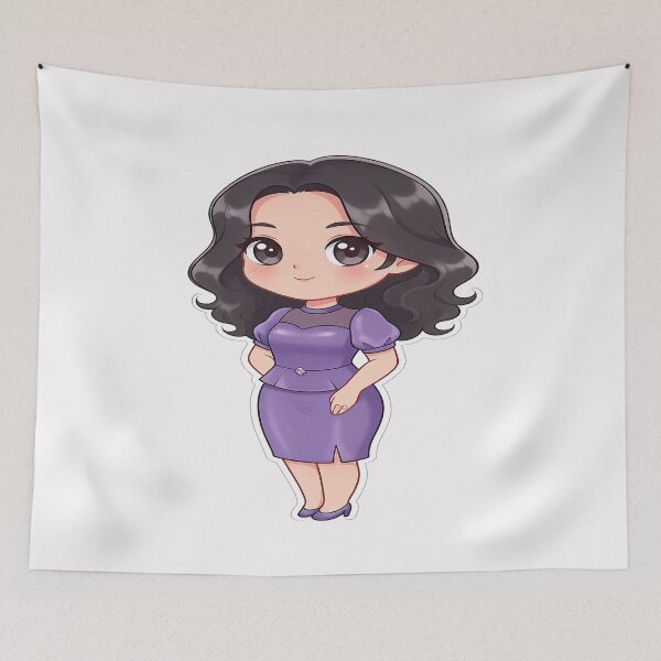 Aperçu de l'œuvre Adorable petite fille chibi en robe violette – Autocollant kawaii mignon créée et vendue par FernandsOficial.