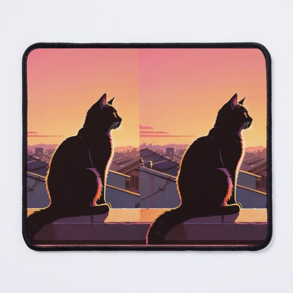 Item preview, Illustration - Black Cat, Melancholic Sunset Ambiance designed and sold by AnimeShin.
