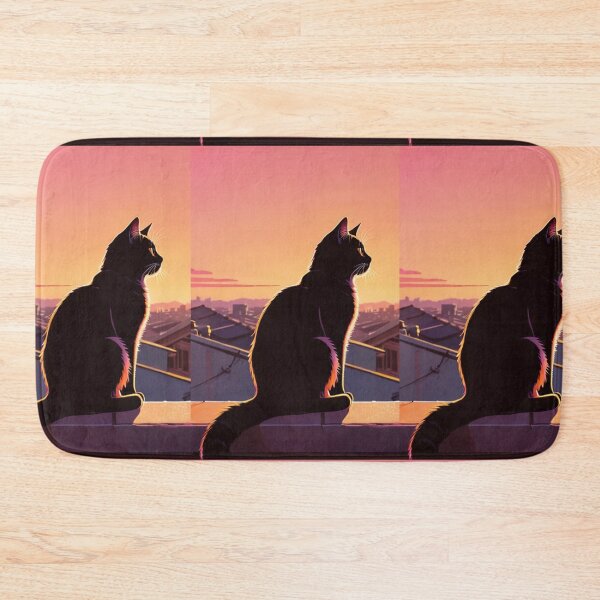 Item preview, Illustration - Black Cat, Melancholic Sunset Ambiance designed and sold by AnimeShin.