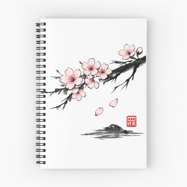 Item preview, Japanese sakura cherry blossom pattern, ink brush style(02a) designed and sold by JpnArts-Sak981.
