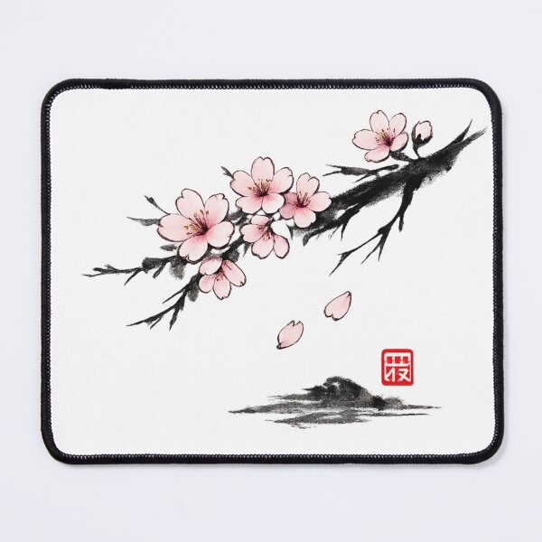 Item preview, Japanese sakura cherry blossom pattern, ink brush style(02a) designed and sold by JpnArts-Sak981.