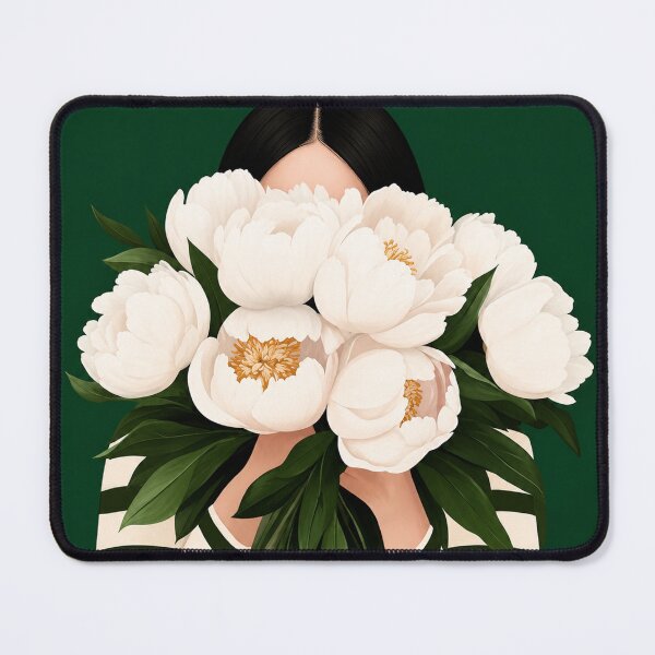 Item preview, Emerald Green Woman with Peonies designed and sold by MarlyLeois.