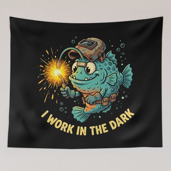 Item preview, Anglerfish Underwater Welder Cartoon for Marine Trades designed and sold by SplashTastic.