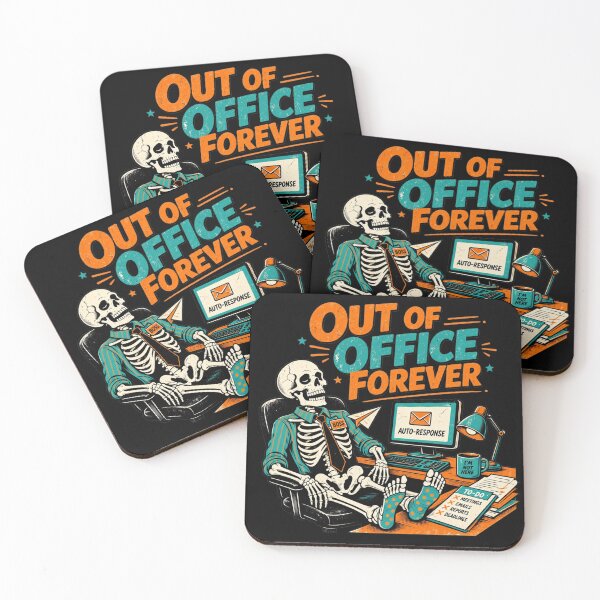 Item preview, Out of Office Forever Funny Halloween Skeleton burnout designed and sold by CF_VintageDesign.