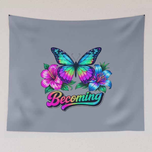 Item preview, Colorful Butterfly Becoming Shirt – Aesthetic Floral Graphic Tee designed and sold by Aimetoi.