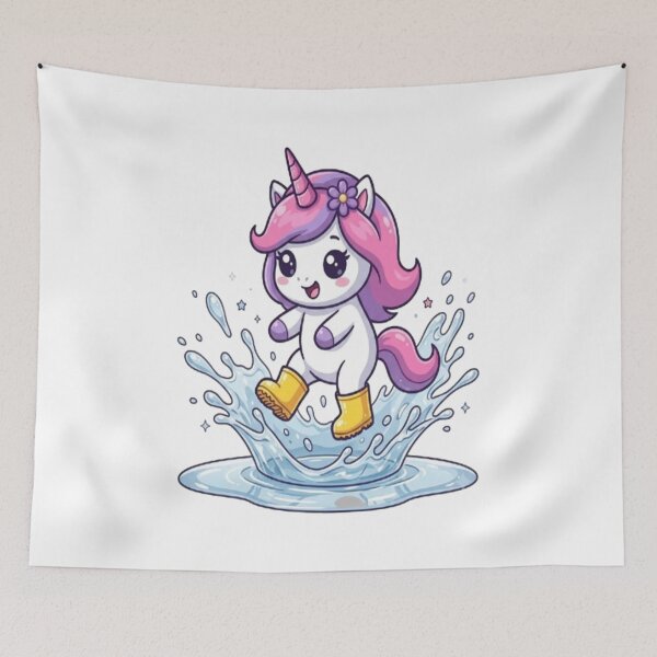 Item preview, Cute Unicorn Splashing Rain Puddle designed and sold by Ella_Sketch.