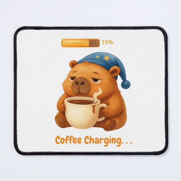 Item preview, Coffee Charging... | Cute Sleepy Capybara Low Battery Coffee Lover Design - Water color Cute Aesthetic - Dark Color designed and sold by SimplyDraftShop.