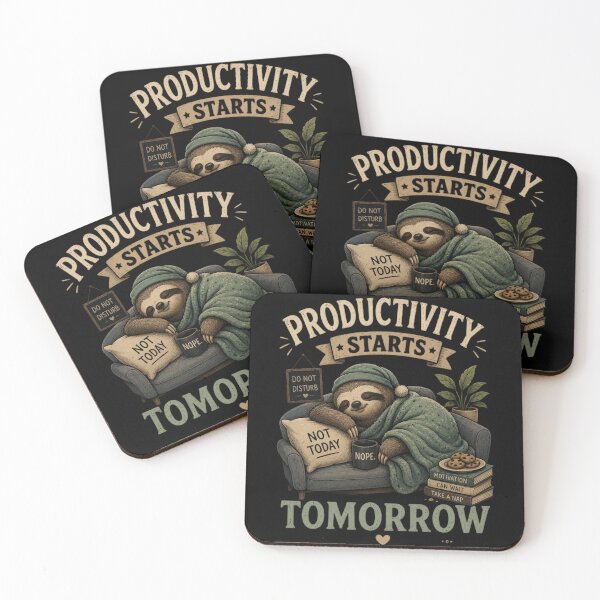 Item preview, Productivity Starts Tomorrow Funny Sloth T-Shirt | Lazy Mood Design designed and sold by Kinjaljoshi9999.