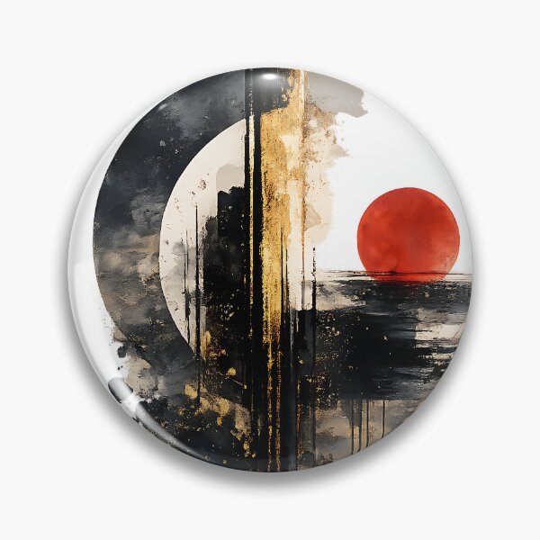 Item preview, Eclipse Within Modern Abstract Art Minimalist Gold & Crimson designed and sold by dytf79.