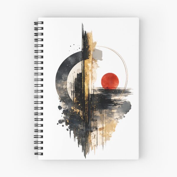 Item preview, Eclipse Within Modern Abstract Art Minimalist Gold & Crimson designed and sold by dytf79.