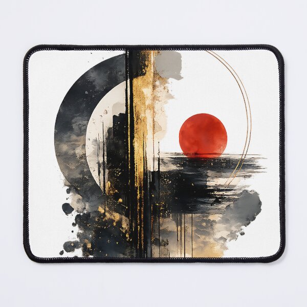 Item preview, Eclipse Within Modern Abstract Art Minimalist Gold & Crimson designed and sold by dytf79.
