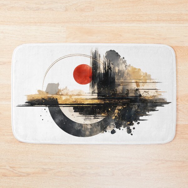 Item preview, Eclipse Within Modern Abstract Art Minimalist Gold & Crimson designed and sold by dytf79.