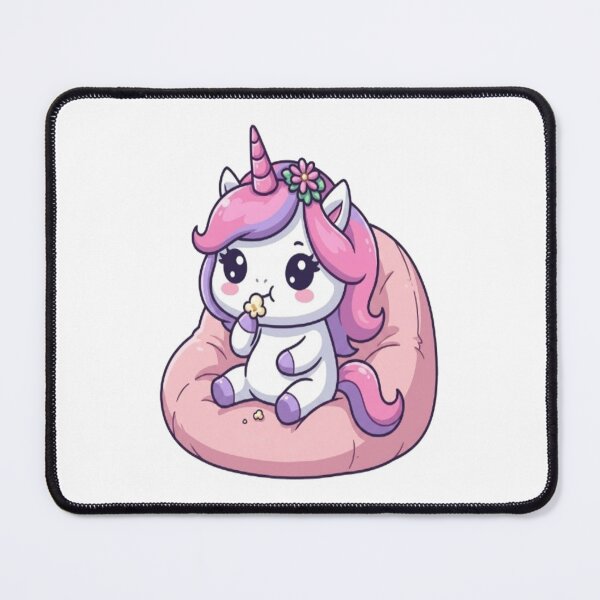 Item preview, Cute Unicorn Eating Popcorn Cushion designed and sold by Ella_Sketch.