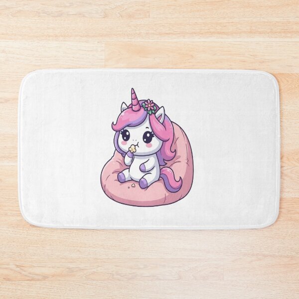 Item preview, Cute Unicorn Eating Popcorn Cushion designed and sold by Ella_Sketch.
