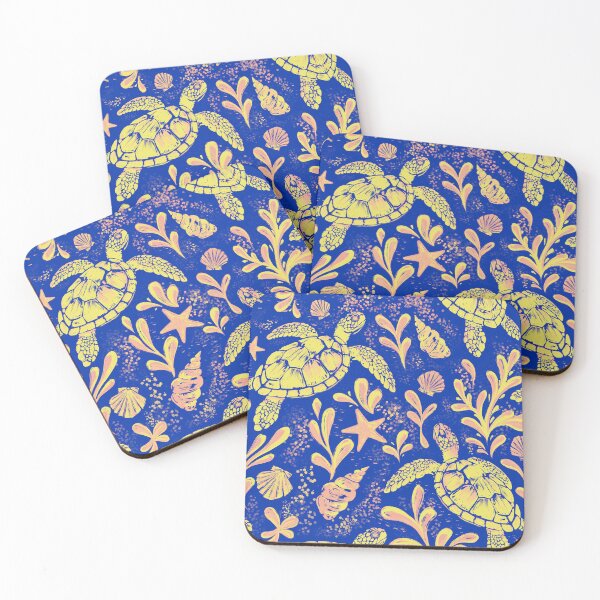 Item preview, Sea Turtle Pattern | Pink Yellow Coastal Beach Print | Nautical Ocean Seamless Design designed and sold by MonNoir.