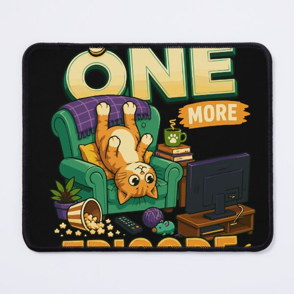 Item preview, Chonky TV Addict - Couch Potato Cat - Just one more episode lying down cat designed and sold by Huddy-clothes.