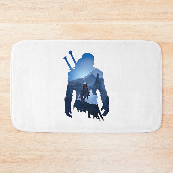 Item preview, Blue Fantasy Monster Hunter Silhouette | Epic Medieval Warrior Art designed and sold by PosterFuel.