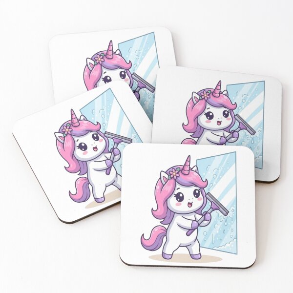 Item preview, Cute Unicorn Cleaning Glass Window designed and sold by Ella_Sketch.