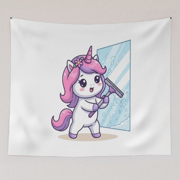 Item preview, Cute Unicorn Cleaning Glass Window designed and sold by Ella_Sketch.