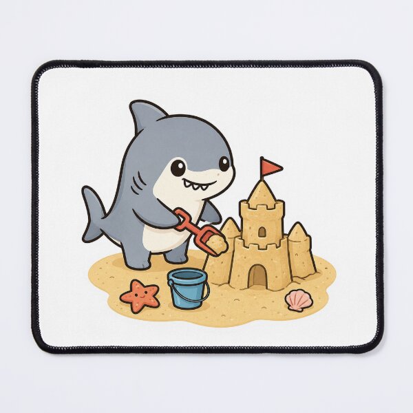 Item preview, Cute Shark Building a Sandcastle Sticker designed and sold by PawsGiggles.
